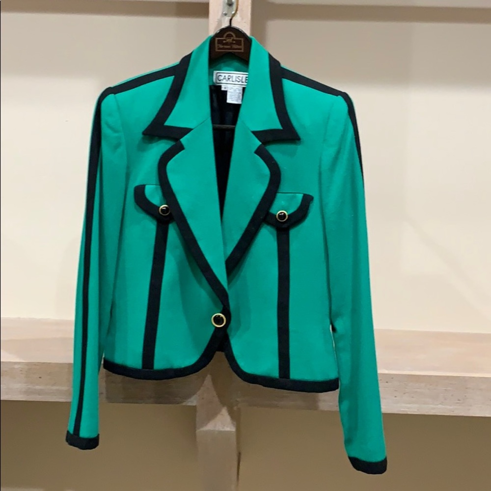 Green and black fully lined cocktail blazer
